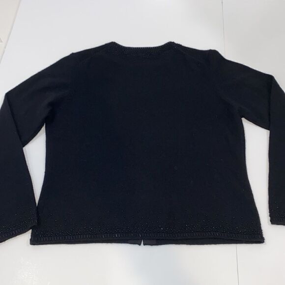 Valerie Stevens Black Cashmere Beaded Cardigan Sweater Size Medium - Picture 7 of 13